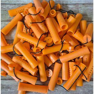 Set of 48 Vintage Perm Rollers Rods Large 3/4" Size Orange Great Condition